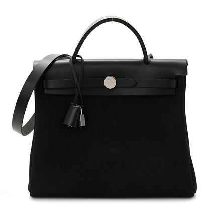 Hermes Military Toile Vache Hunter Herbag Zip Retourne 31 PM Black 1 of 11