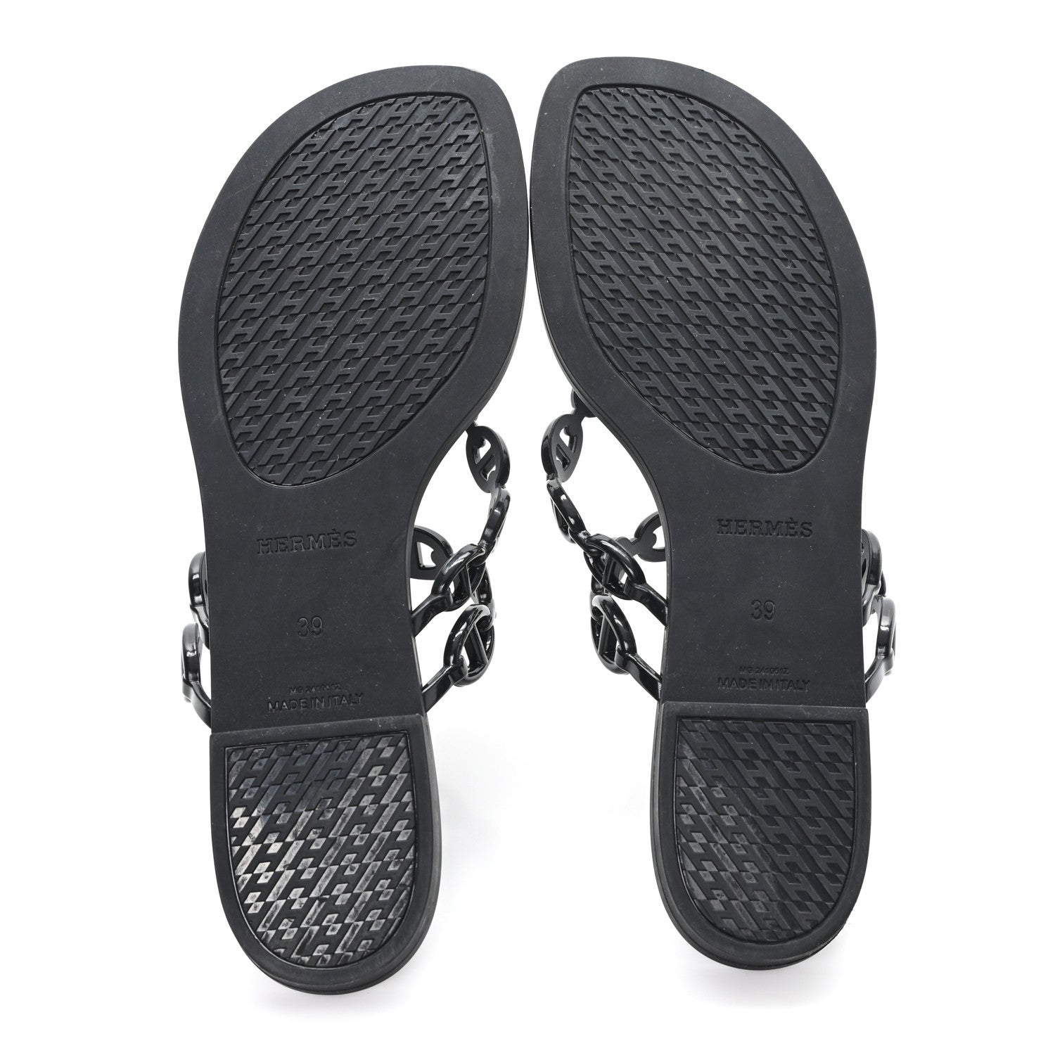 Hermes Rubber Chaine d'Ancre Island Sandals 39 Black 6 of 9
