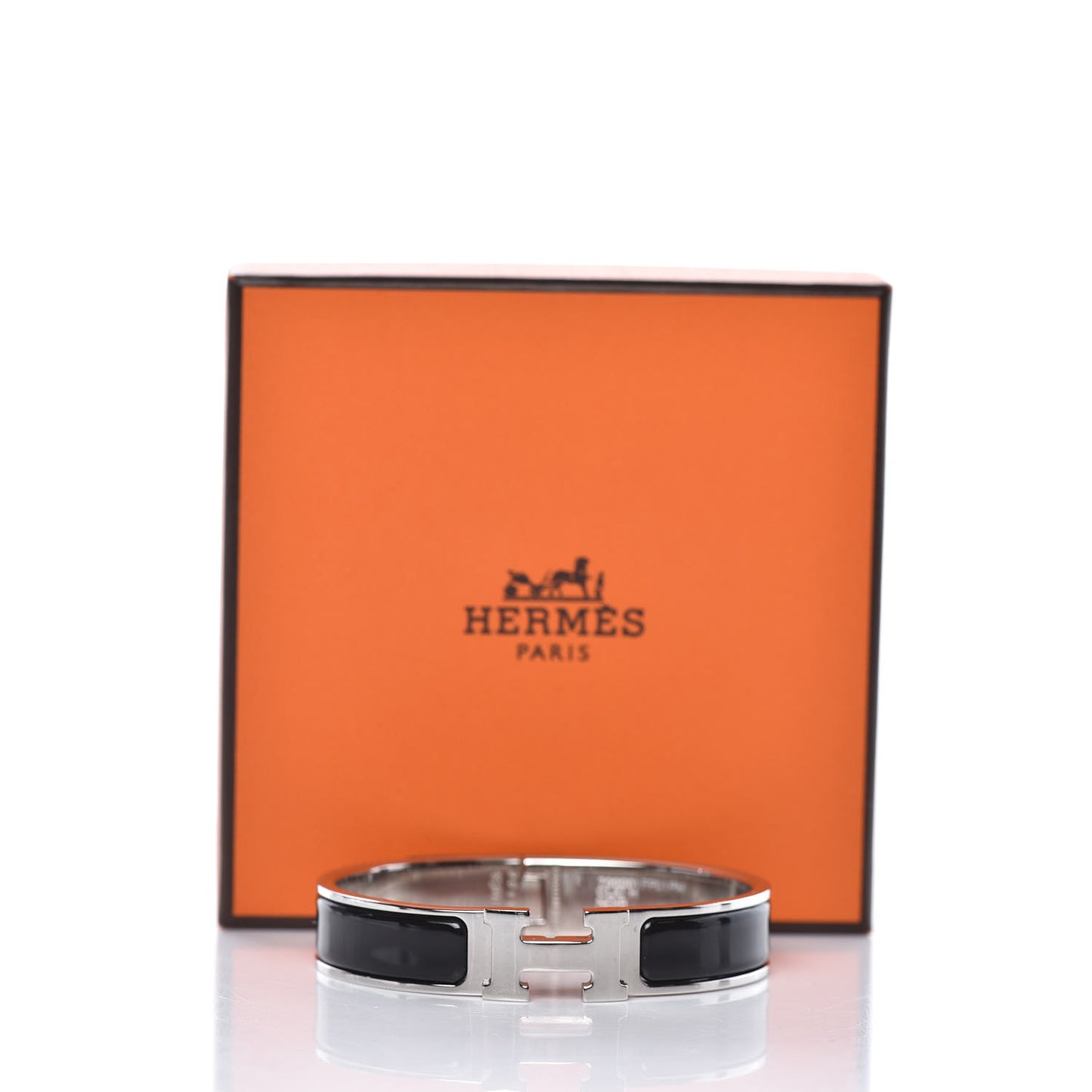 Enamel Narrow Clic Clac H Bracelet PM Black