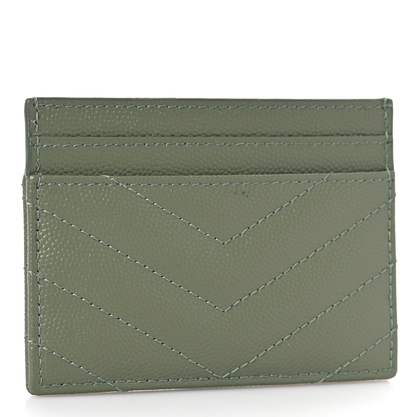 Grain De Poudre Matelasse Chevron Monogram Credit Card Case Light Sage