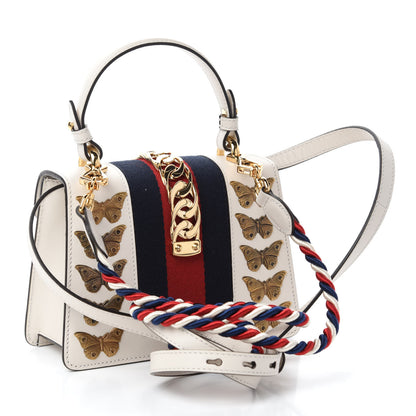 Gucci Calfskin Animal Studs Mini Sylvie Top Handle Bag White 3 of 10