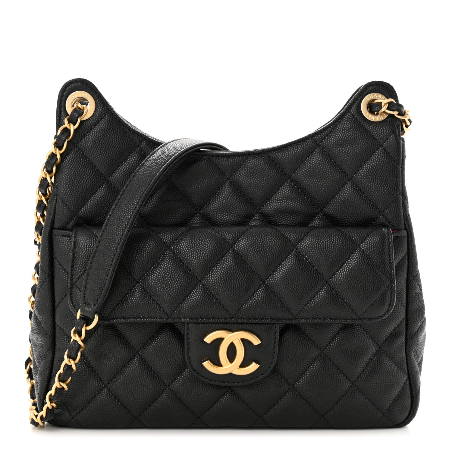 Chanel Caviar Quilted Wavy CC Hobo Black 1 of 11