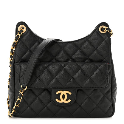 Chanel Caviar Quilted Wavy CC Hobo Black 1 of 11