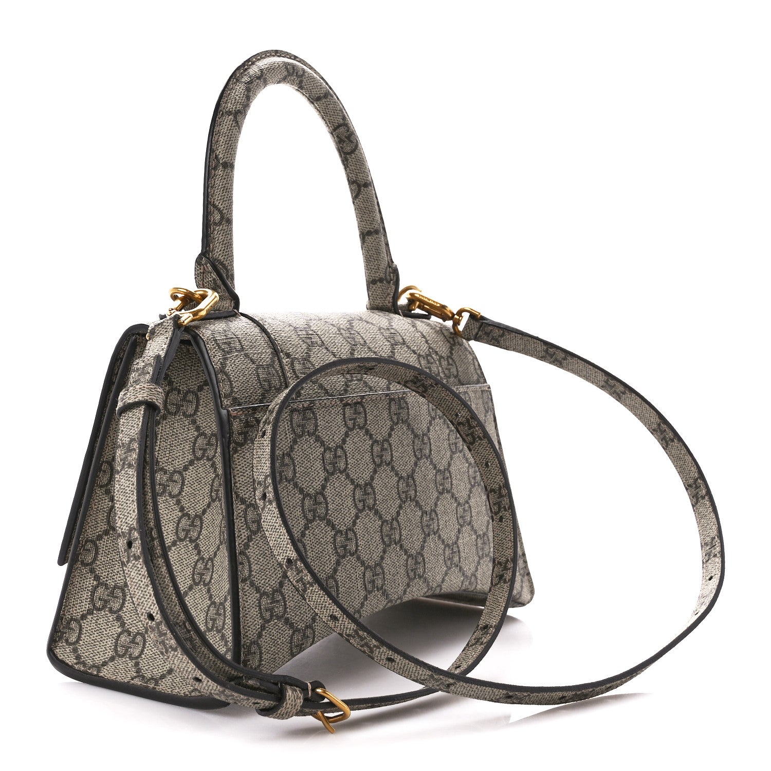 Balenciaga X GUCCI GG Supreme Monogram Small Hourglass Top Handle Bag Beige Ebony 3 of 11