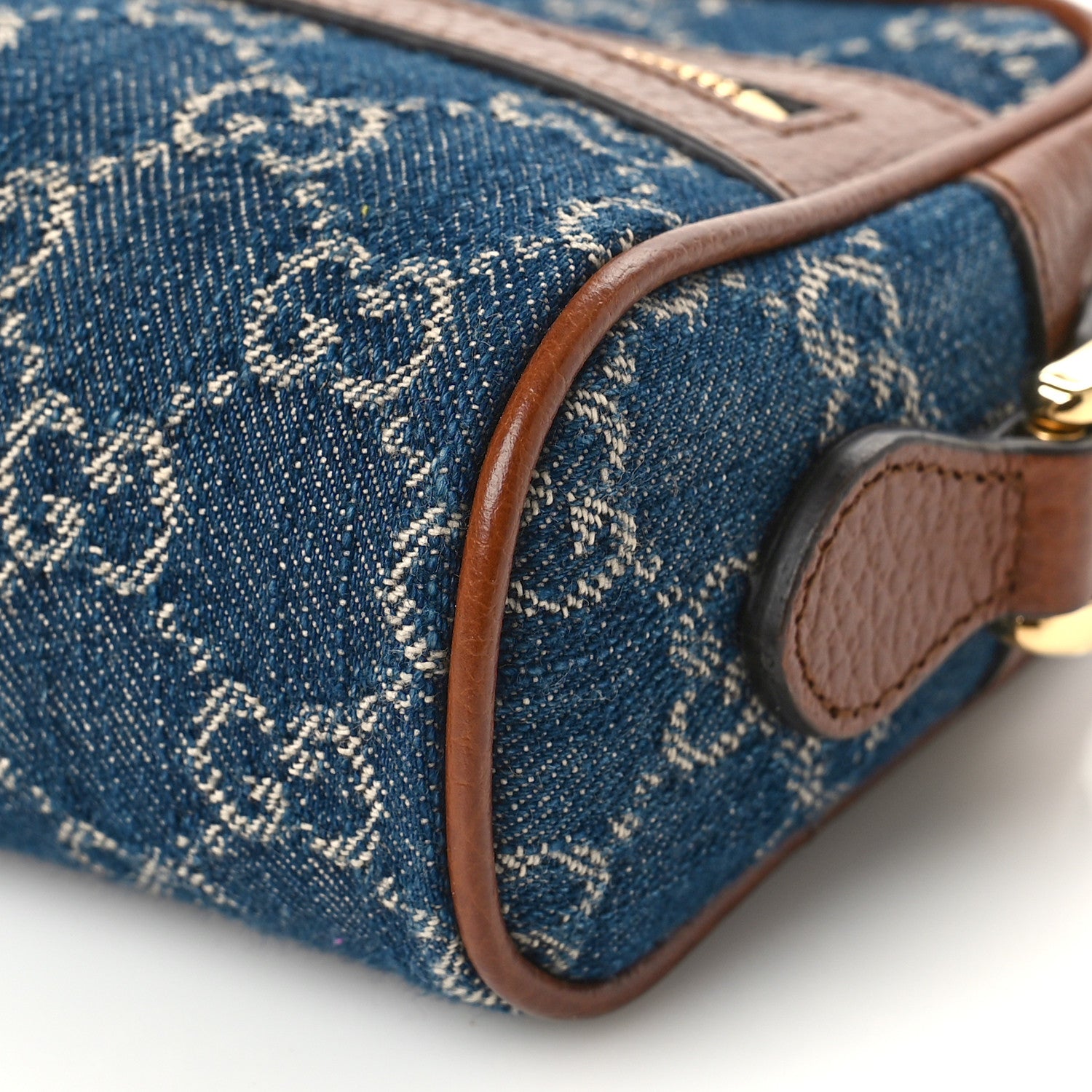 Gucci New Denim GG Monogram Dollar Calfskin Mini Ophidia Shoulder Bag Blue Tea Cuir Epilog 9 of 9
