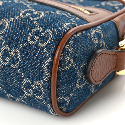 Gucci New Denim GG Monogram Dollar Calfskin Mini Ophidia Shoulder Bag Blue Tea Cuir Epilog 9 of 9