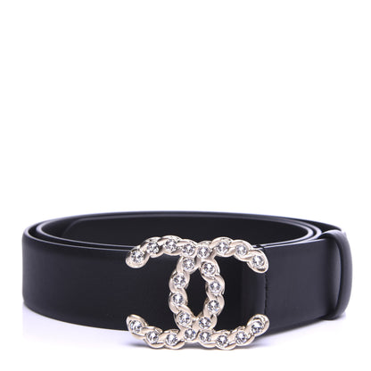 Chanel Calfskin Crystal Pearls Coronation CC Belt 95 38 Black 1 of 5