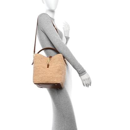 Saint Laurent Raffia Vegetable Le 37 Bucket Bag Naturel Brick 2 of 16