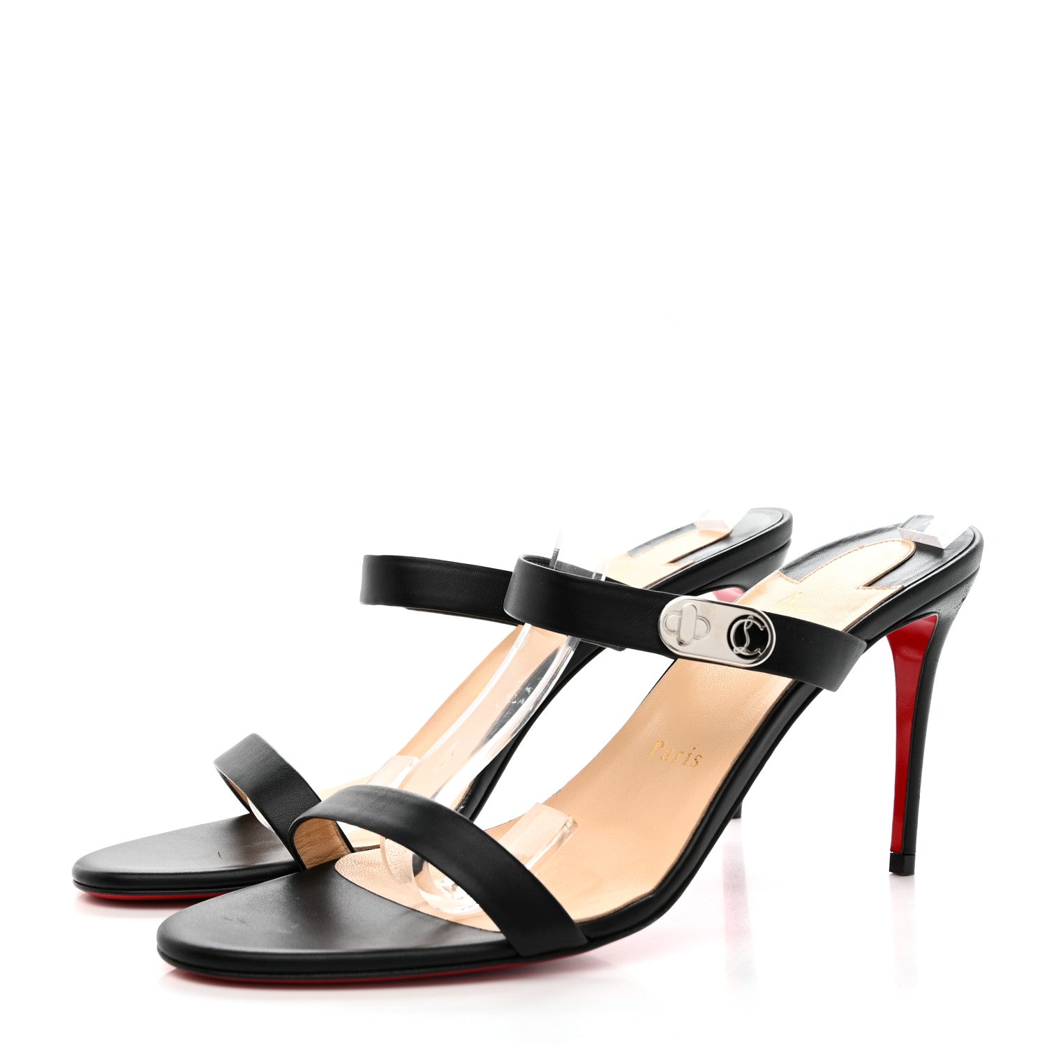 Christian Louboutin Kid Lock Me 85 Slide Sandals 41 Black 3 of 12