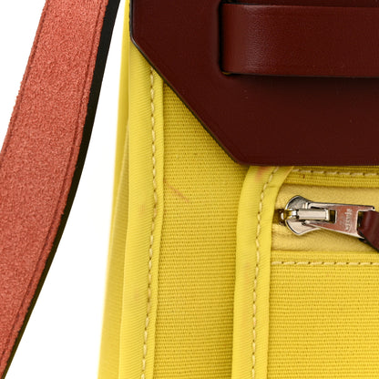 Hermes Vache Hunter Toile Herbag Zip 31 PM Lime Rouge H 12 of 12