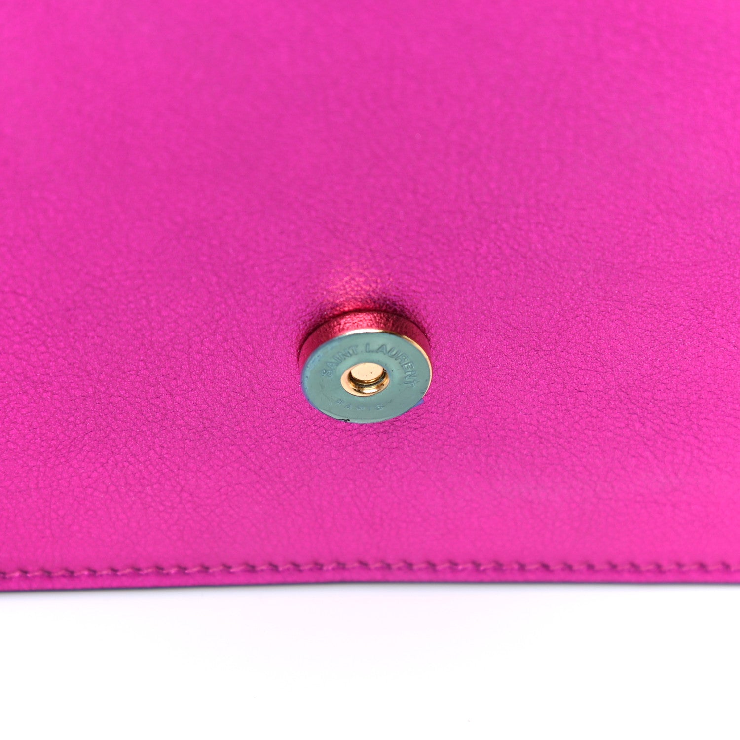 Saint Laurent Metallic Calfskin Classic Monogram Kate Tassel Chain Wallet Fuchsia 12 of 12