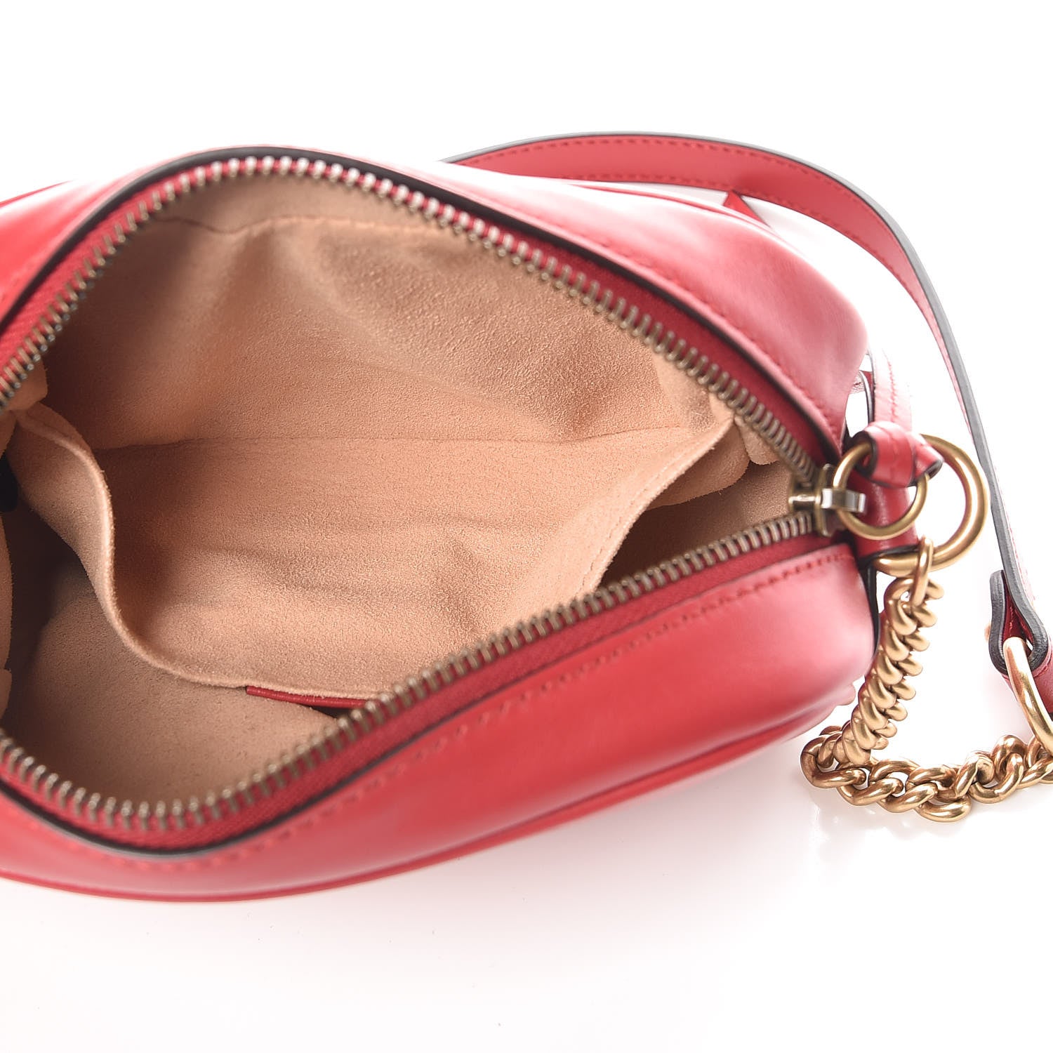 Gucci Calfskin Matelasse Mini GG Marmont Chain Shoulder Bag Hibiscus Red 7 of 9