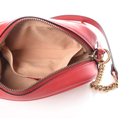 Gucci Calfskin Matelasse Mini GG Marmont Chain Shoulder Bag Hibiscus Red 7 of 9