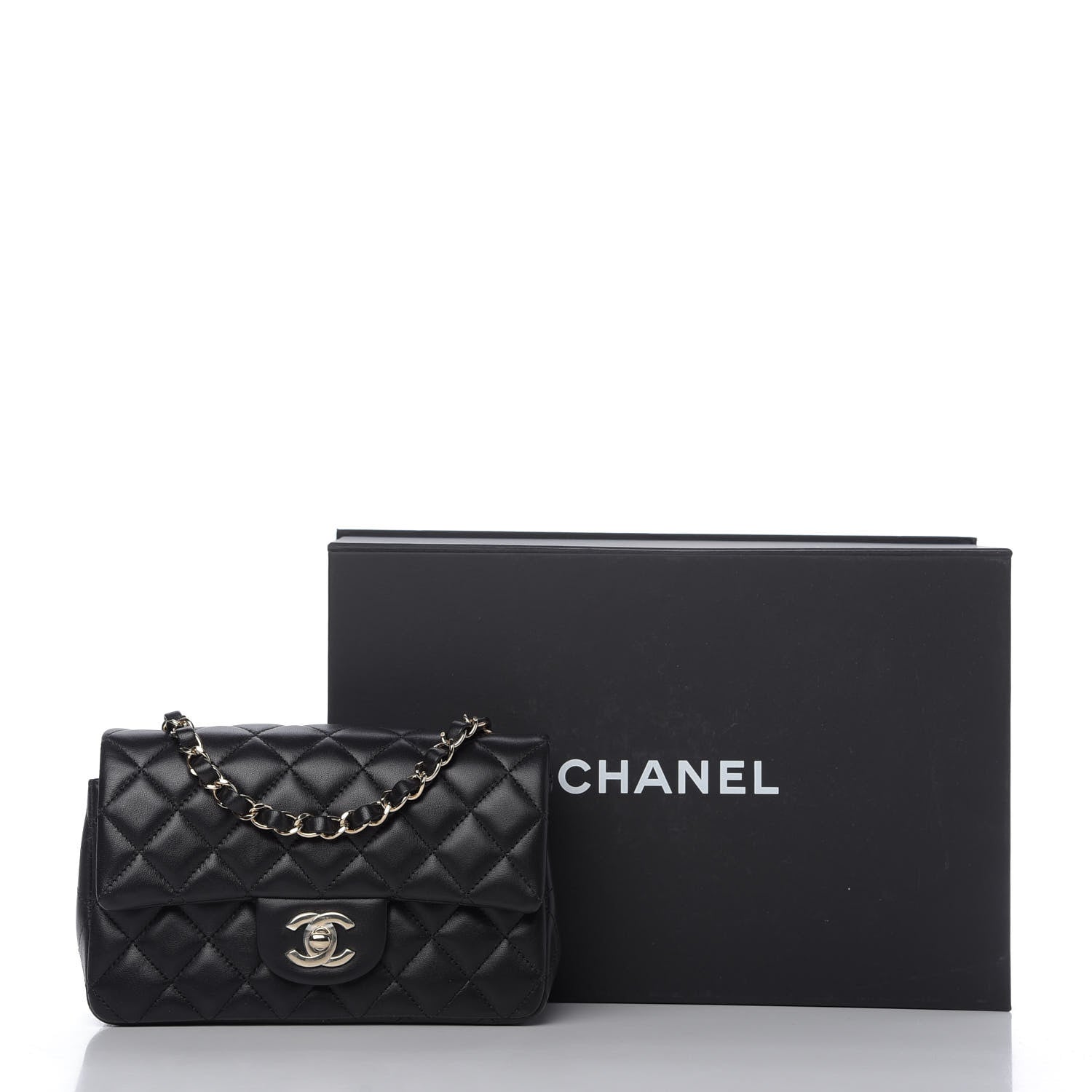 Chanel Lambskin Quilted Mini Rectangular Flap Black 10 of 10