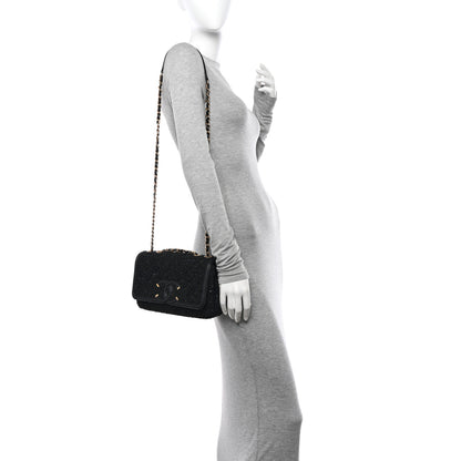 Chanel Tweed Calfskin Quilted Medium CC Filigree Flap Black 2 of 12