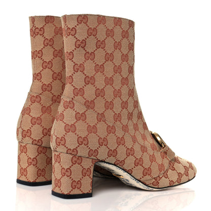 Gucci Monogram Malaga Kid GG Victoire 55mm Ankle Boots 41 Beige Ruggine Rust 4 of 9