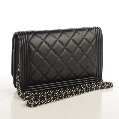 Chanel Lambskin Quilted Boy Wallet On Chain WOC Black 3 of 8
