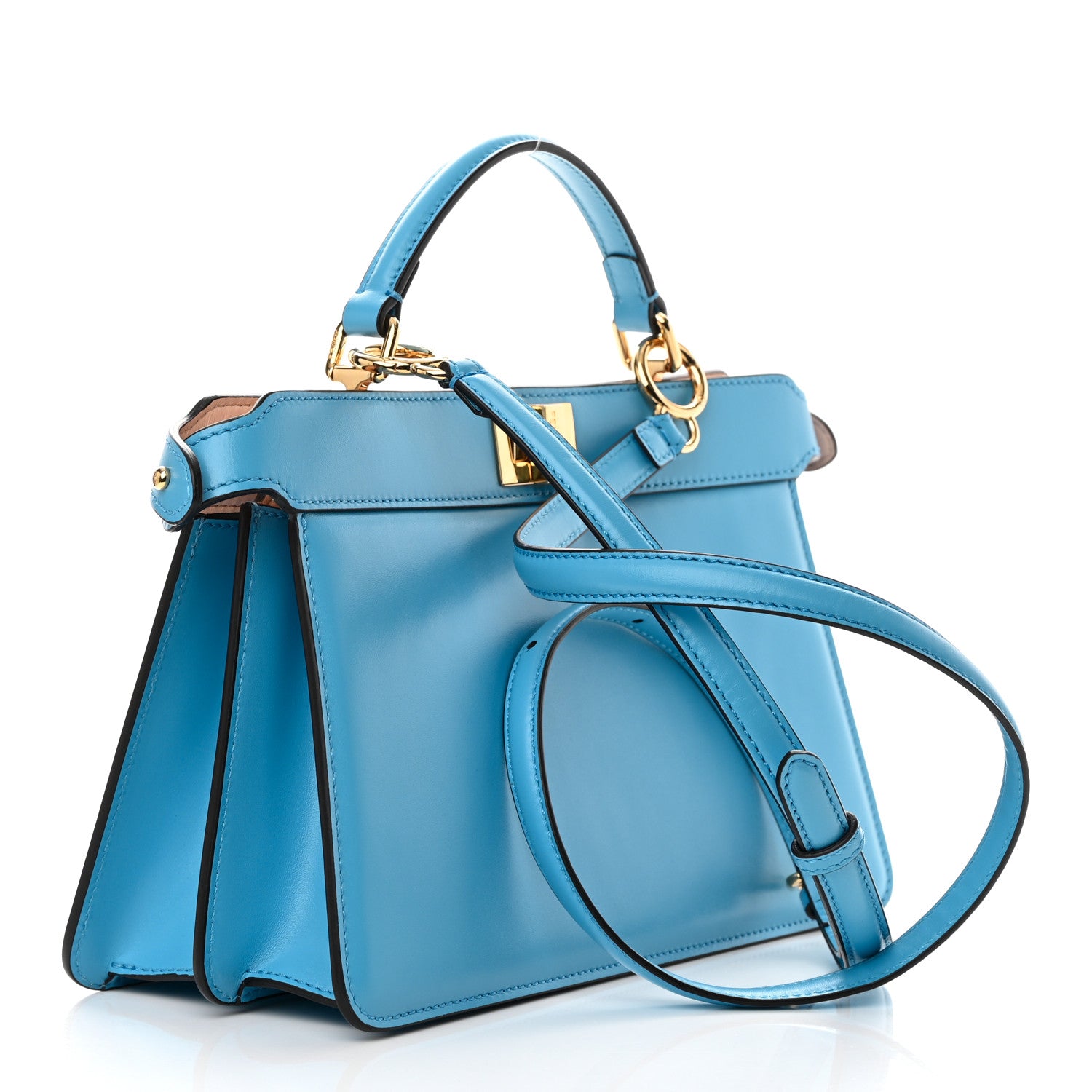 Fendi Vitello King Luxor Shiny Nappa Medium Peekaboo I SEE U East West Satchel Cyber Blue Light Rose 3 of 13