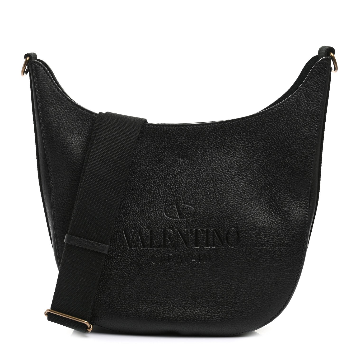 Valentino Garavani Calfskin Logo Embossed Crossbody Bag Black 1 of 9