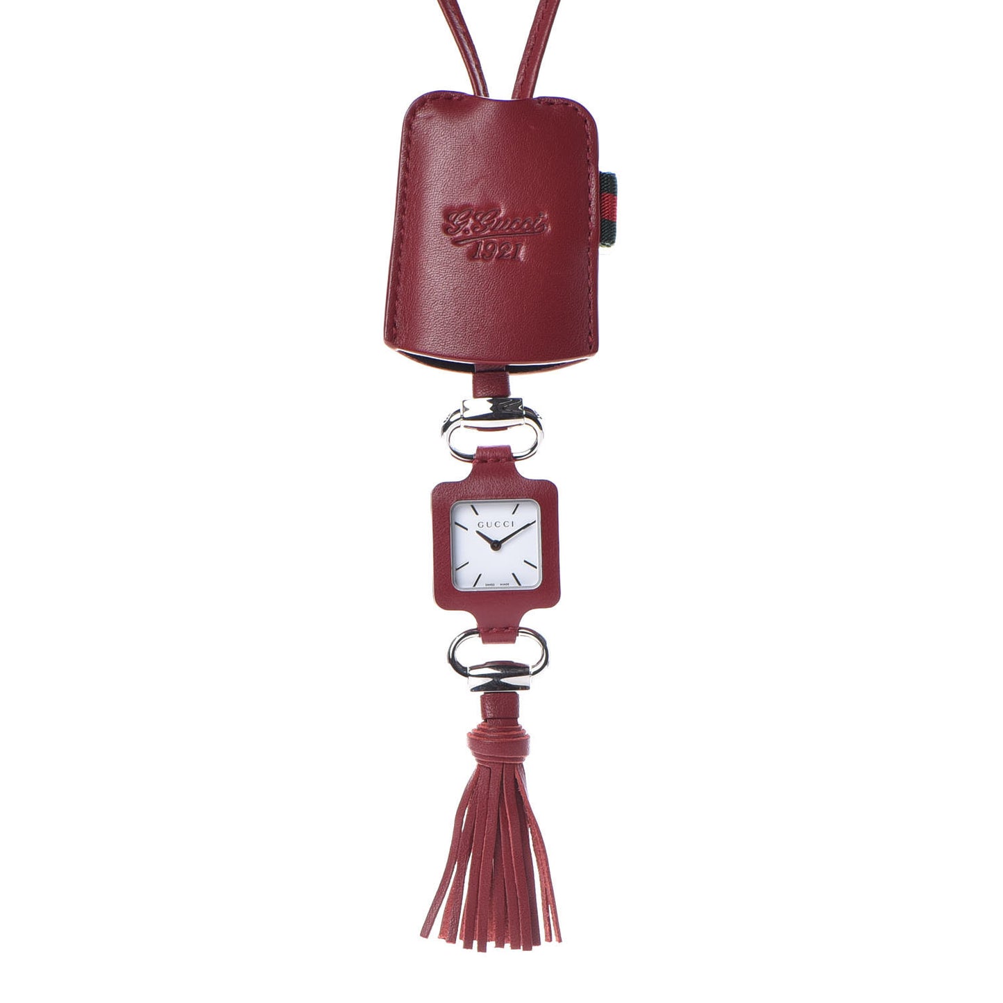 Stainless Steel Calfskin 1921 Pendant Quartz Watch Red