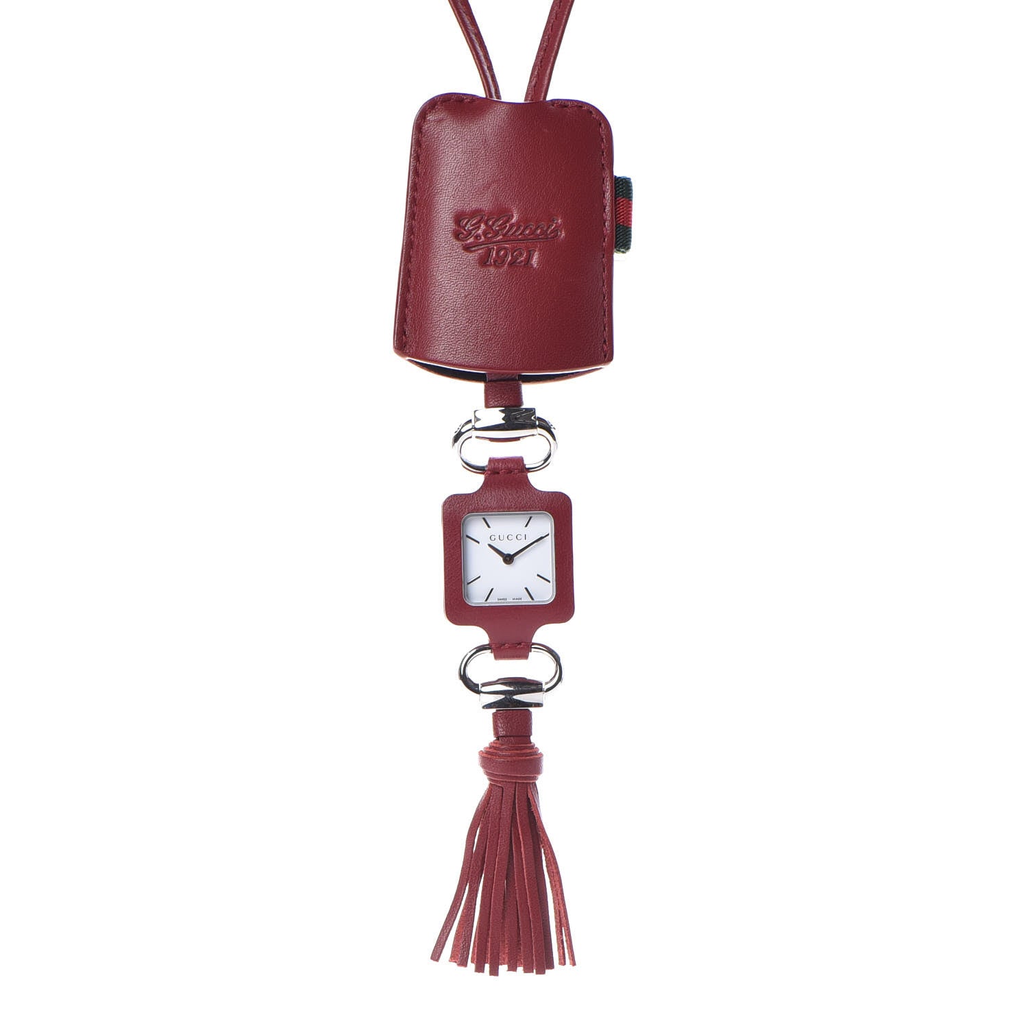 Gucci Stainless Steel Calfskin 1921 Pendant Quartz Watch Red 7 of 9