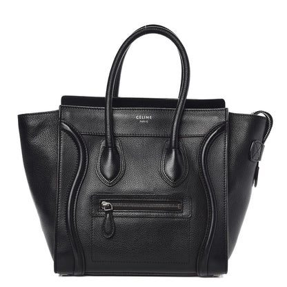 Celine Drummed Calfskin Micro Luggage Black 1 of 11