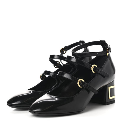 Louis Vuitton Glazed Calfskin Bliss Multistrap Pumps 37 Black 3 of 8