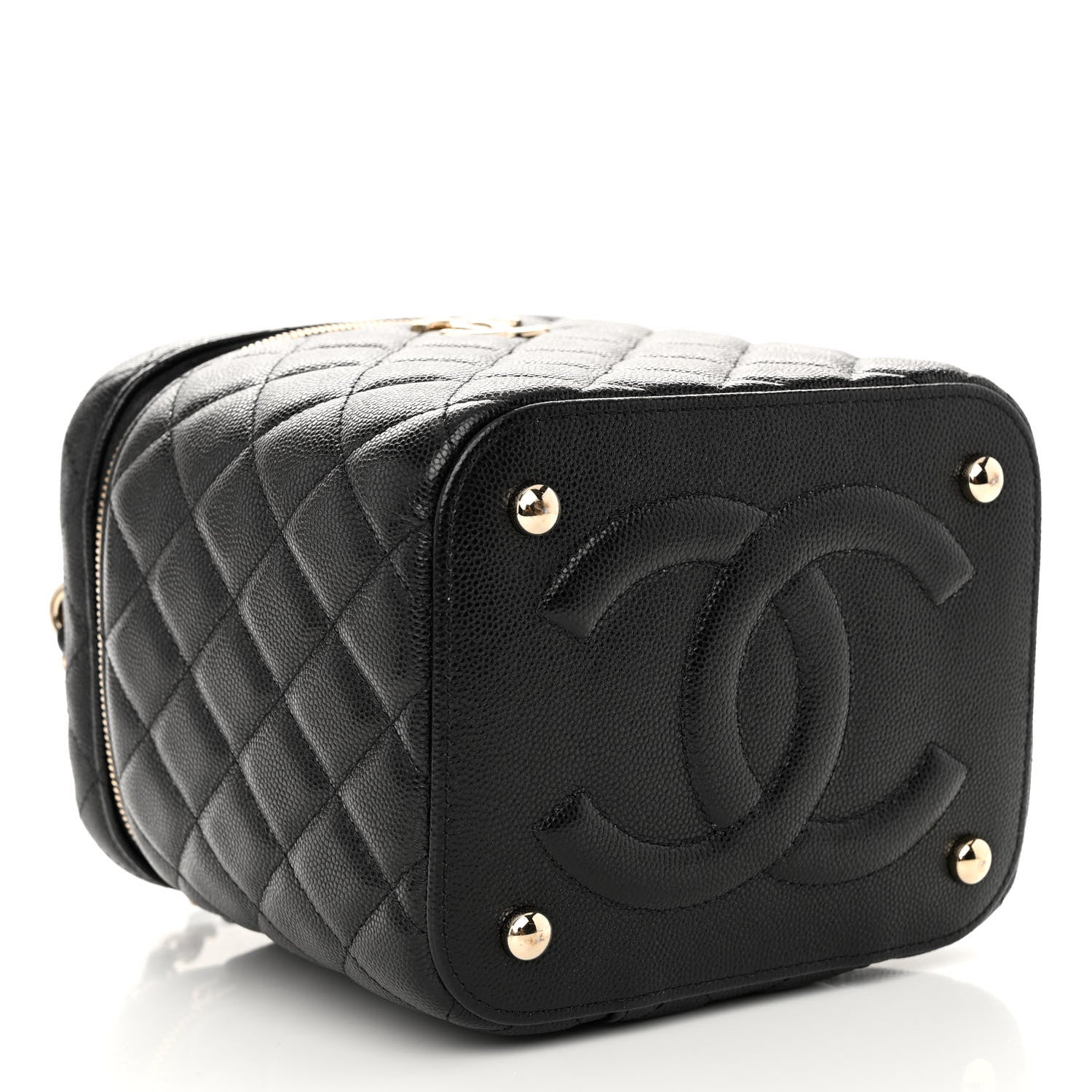 Chanel Caviar Quilted Small Top Handle Vanity Case With Chain Black 4 of 11