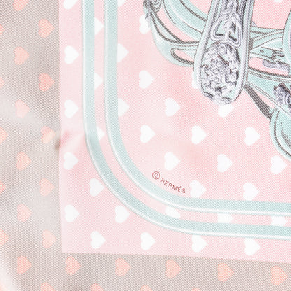 Hermes Silk Brides De Gala Love Pocket Square Beige Rose Dragee Vert Amande 4 of 5