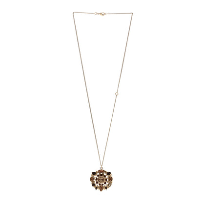 Chanel Gripoix Poured Glass CC Pendant Necklace Gold Brown 3 of 5