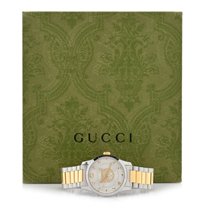 Gucci Stainless Steel 27mm G-Timeless Two Tone Cat Quartz Watch 5 of 5