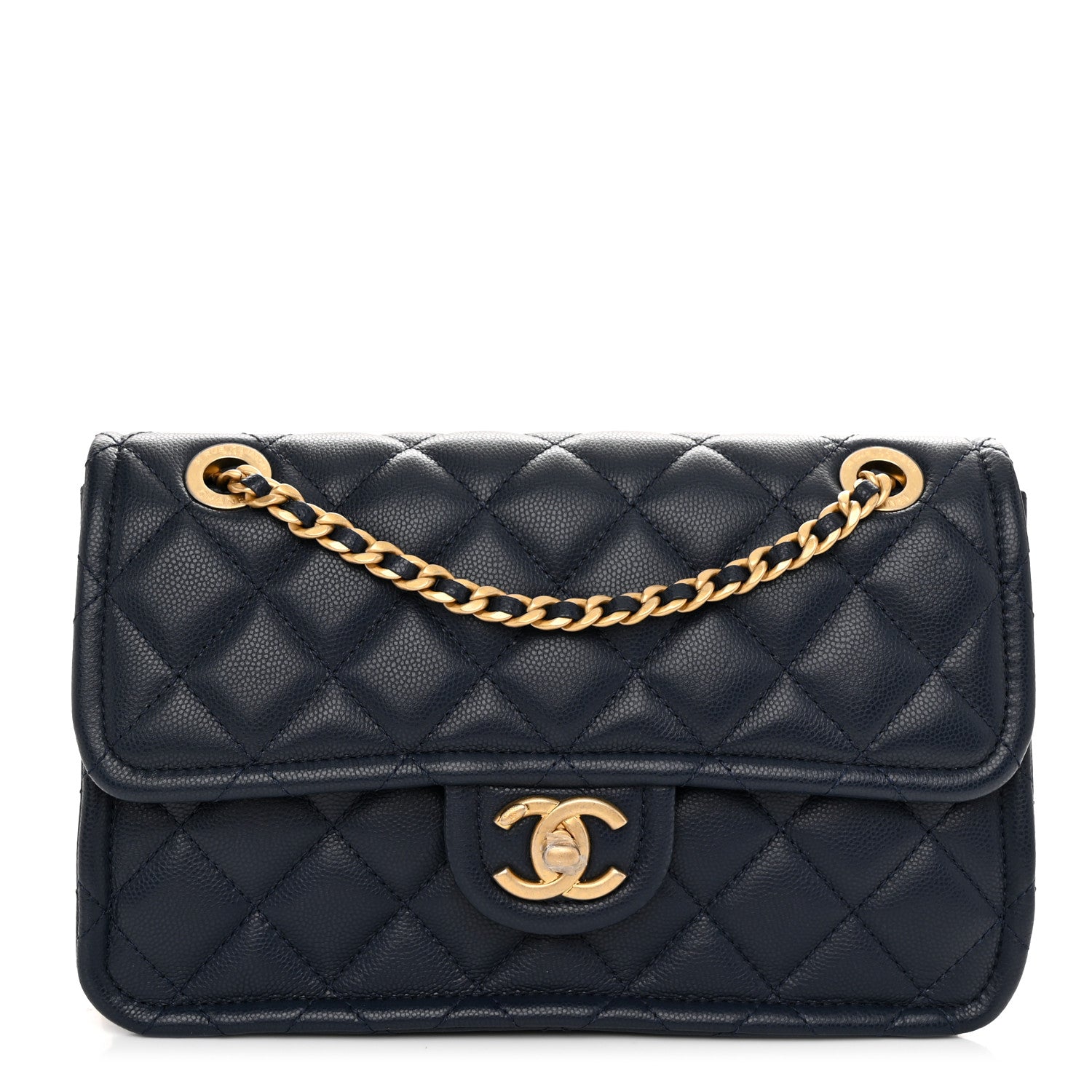 Chanel Caviar Quilted Medium Sweet Classic Flap Navy Blue 1 of 10