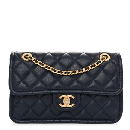 Chanel Caviar Quilted Medium Sweet Classic Flap Navy Blue 1 of 10