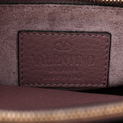 Valentino Garavani Pebbled Calfskin Small Rockstud Single Handle Flap Bag Dark Mauve 6 of 9