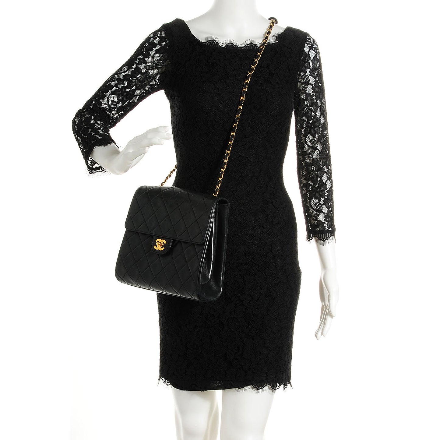 Lambskin Small Accordion Single Flap Black