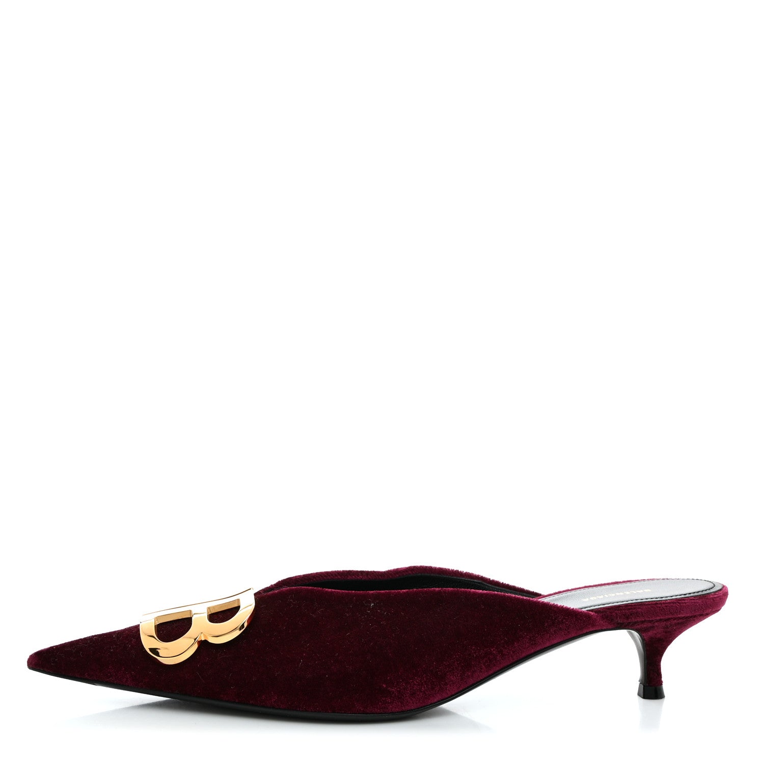 Balenciaga Velvet Extreme BB Knife Pointed Toe 40mm Mules 38.5 Rouge Prune 1 of 9