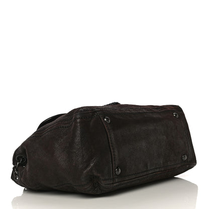 Prada Goatskin Crocodile Embossed Flap Shoulder Bag Dark Brown 4 of 14
