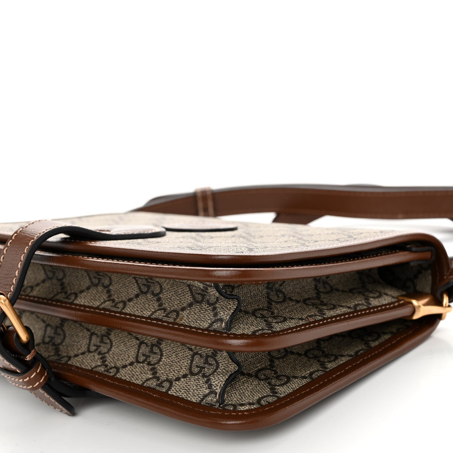 Gucci GG Supreme Monogram Azalea Calfskin Mini Retro Interlocking G Flap Shoulder Bag Beige Ebony Brown Sugar 10 of 10