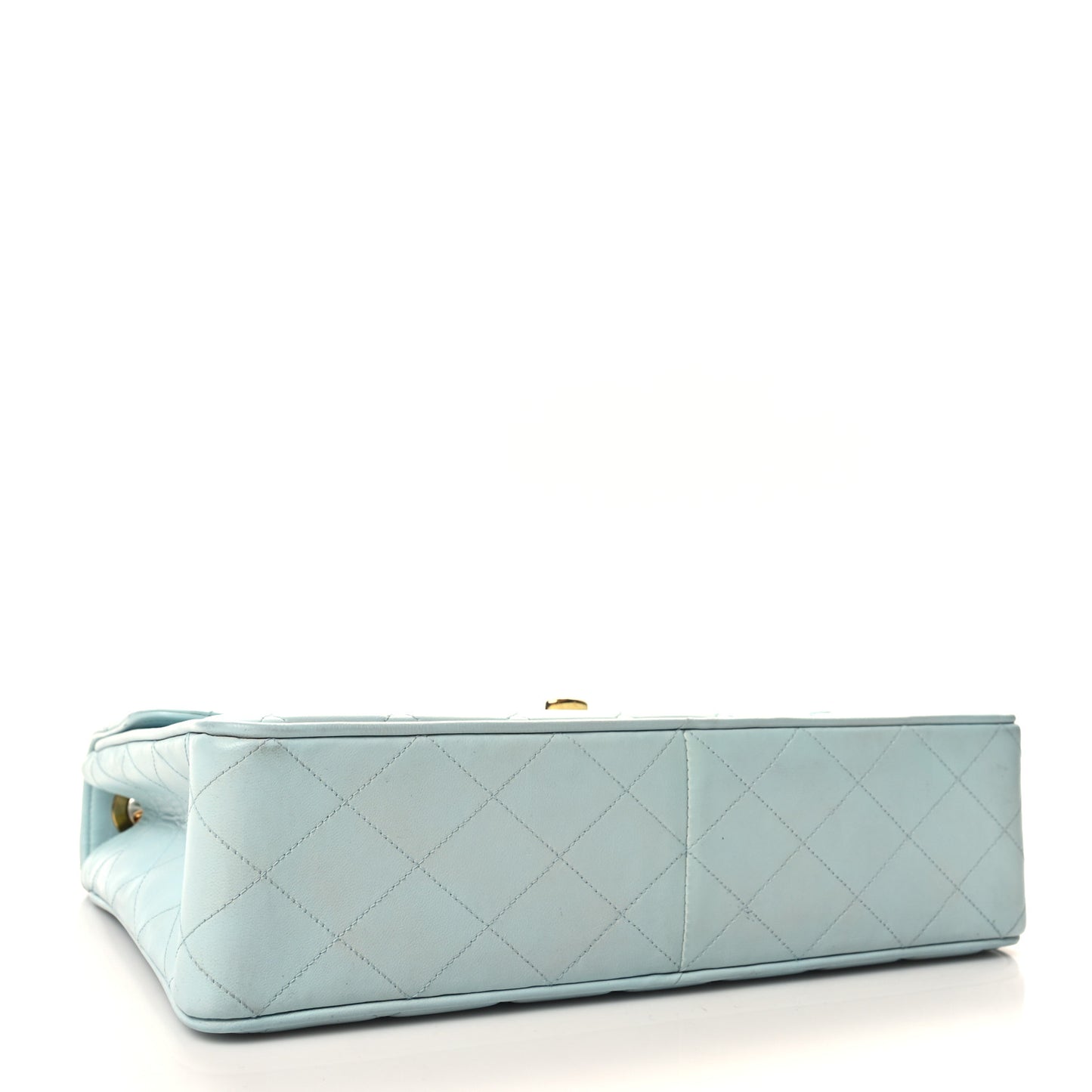 Lambskin Quilted Jumbo Single Flap Light Blue