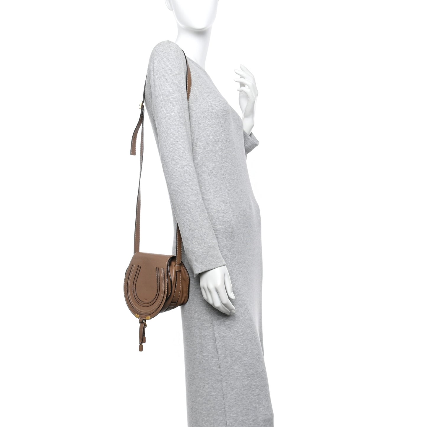 Calfskin Mini Marcie Round Crossbody Bag Nut