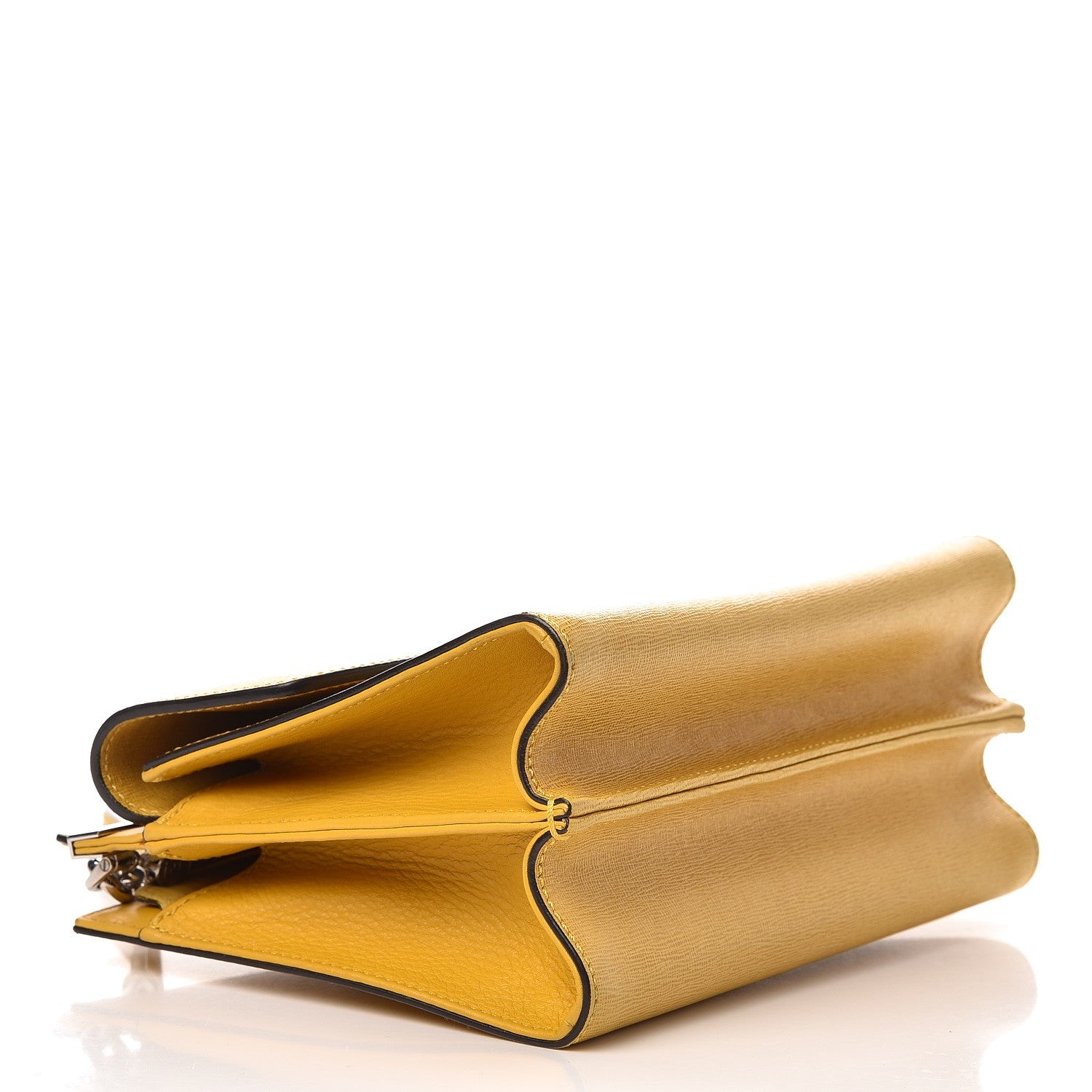 Fendi Vitello Elite Flamingo Mini Demi Jour Shoulder Bag Mustard 4 of 8