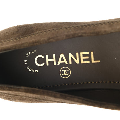 Chanel Suede Calfskin CC Chain Mocassin Loafers 37.5 Brown 7 of 9