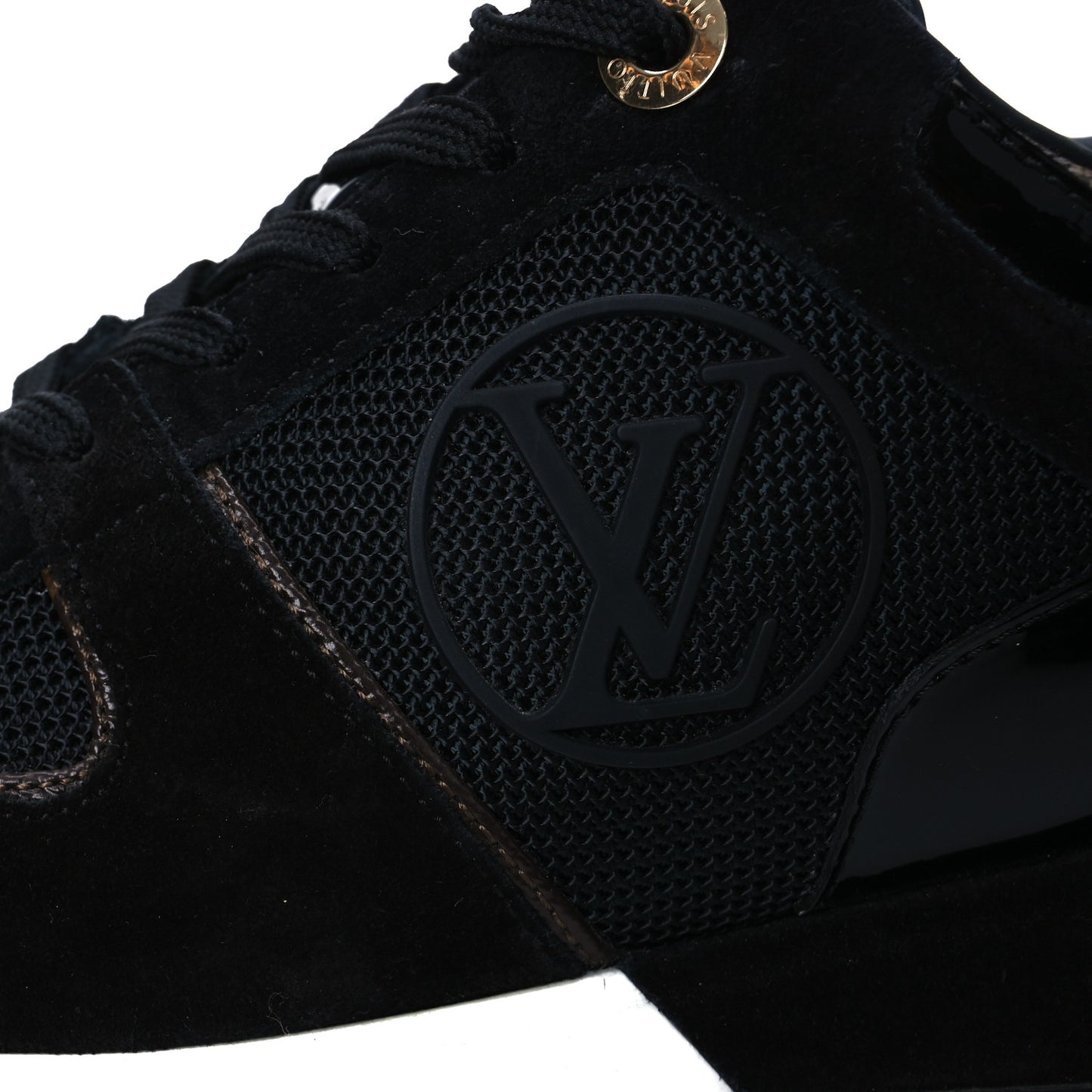 Suede Monogram Run Away Sneakers 36 Black