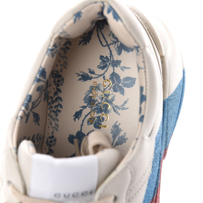 Gucci Calfskin Glitter Web Print Womens Rhyton Sneakers 39.5 Mystic White 5 of 7