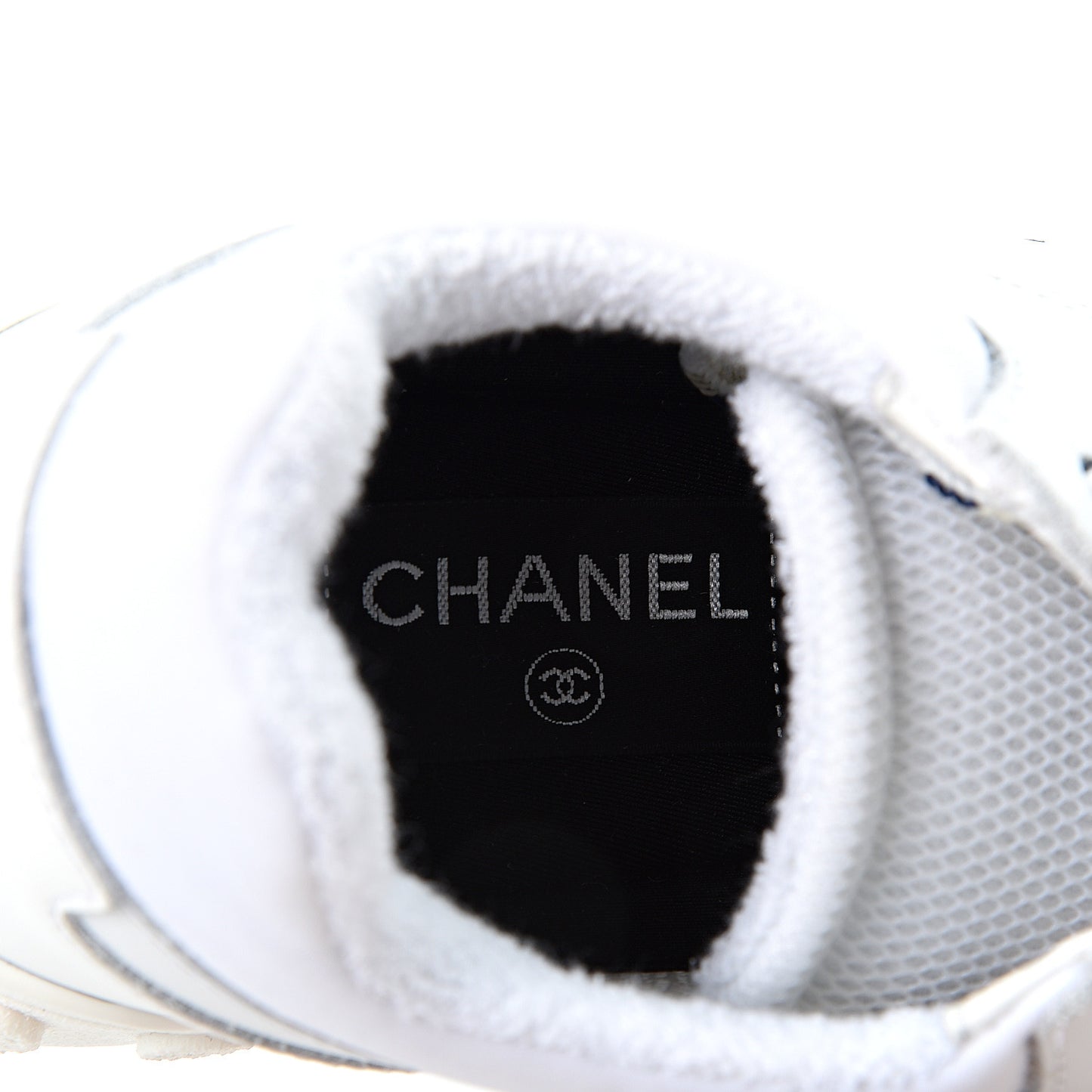 Calfskin Mesh Lycra Womens Logo Sneakers 38 White
