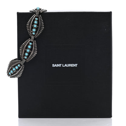 Saint Laurent Metallic Turquoise Navajo Bracelet Silver 5 of 5
