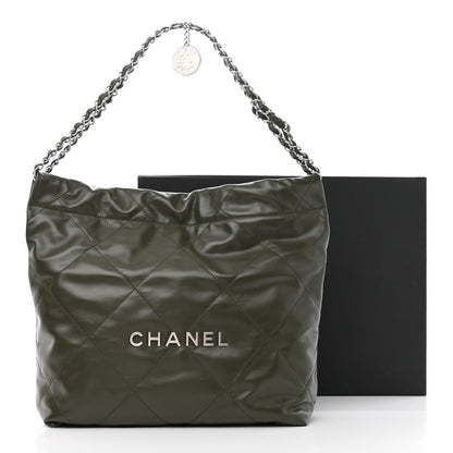 Chanel Shiny Calfskin Quilted Small Chanel 22 Khaki 13 of 13
