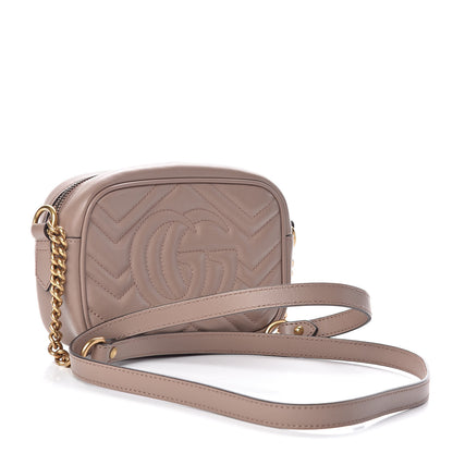 Gucci Calfskin Matelasse Mini GG Marmont Chain Shoulder Bag Nude 3 of 11