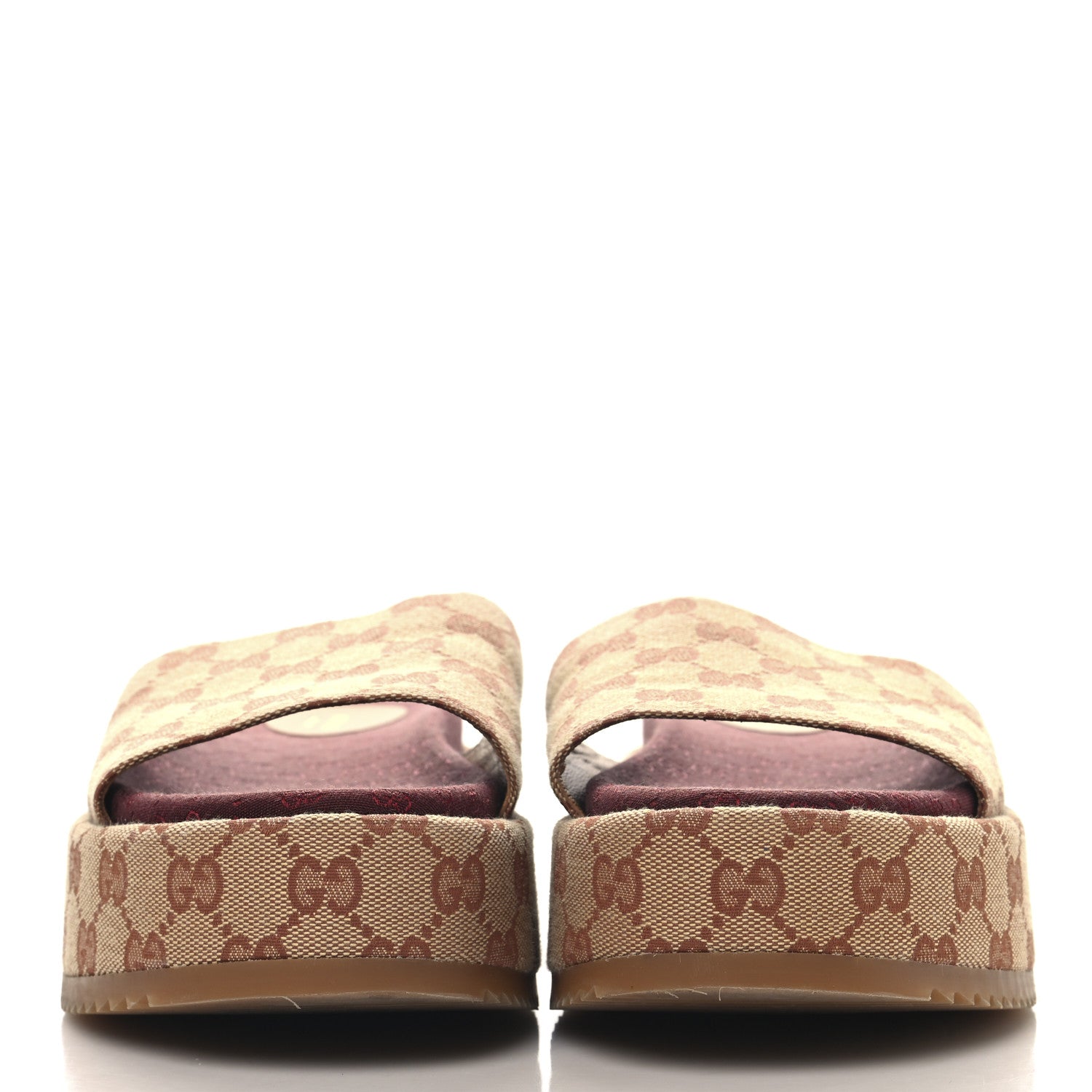 Gucci Canvas GG Monogram Angelina Platform Slide Sandals 40 Beige Ruggine 3 of 9