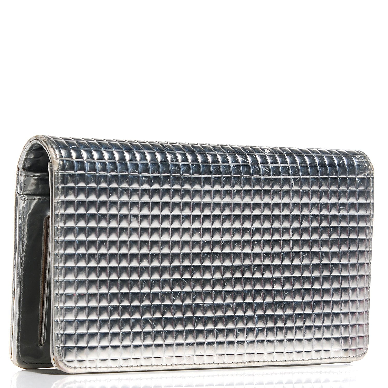Chanel Metallic Calfskin Embossed CC Yen Wallet Silver 3 of 8